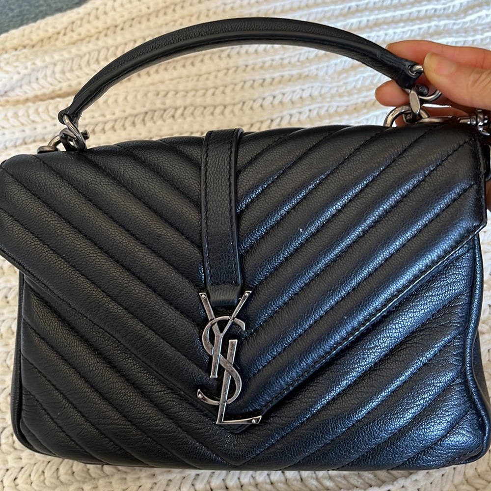 Yves Saint Laurent Black Quilted Leather Top Handle Crossbody
